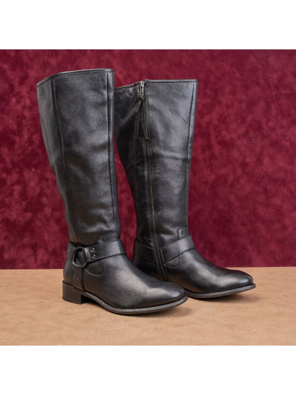 Diba Women Vintage Y2K Black Leather Classic Riding Zip Boho Cottage Boots 6.5